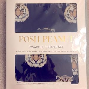 BNWT Posh Peanut Swaddle and Beanie Set - Tiger